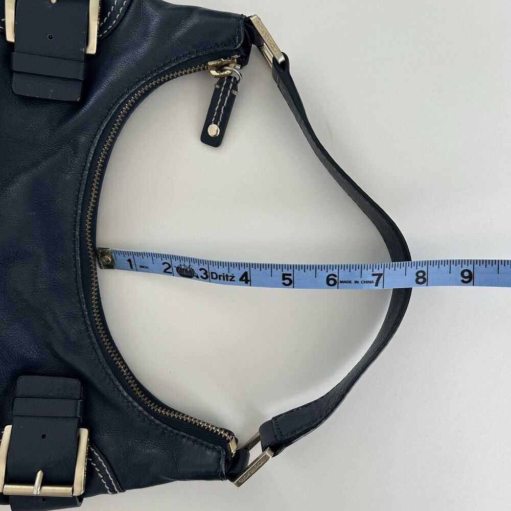 Michael Kors Y2K Purse Blue Leather Shoulder Bag Buckles Hobo Crescent - Picture 16 of 16